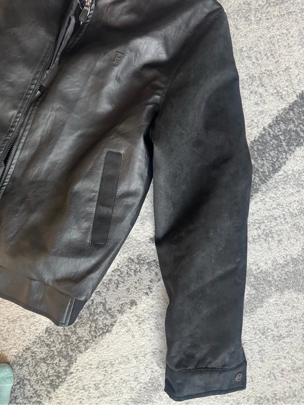 Men's Black Leather F Collection Jacket - Classic Leather Style